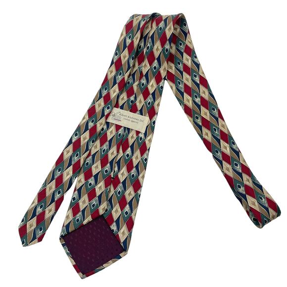 Albert Andrews Ltd Silk Tie Diamond Printed Multi Color Men - Picture 3 of 5